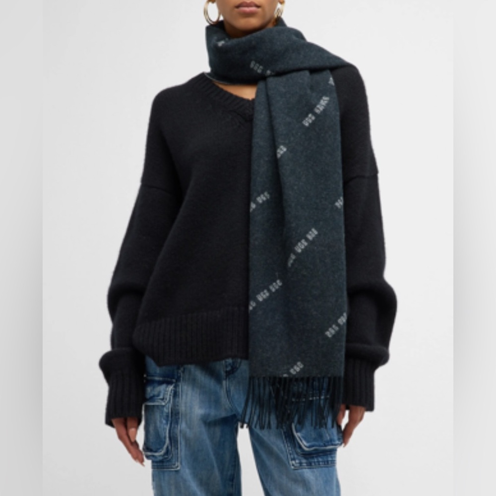New - Ugg Micro Logo Wool-Blend Wrap